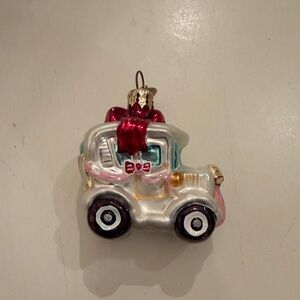 Christopher Radko White and Red Vintage Car Ornament